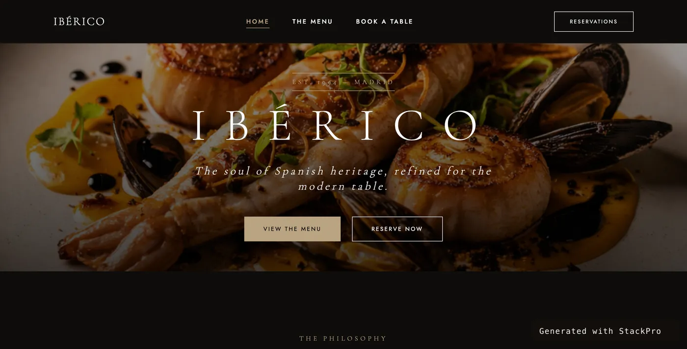 Spanish Fine Dining website preview